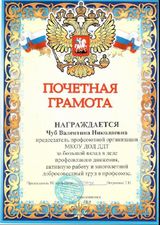 Почетная грамота профсоюзной организации